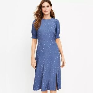 Loft Heart Smocked Cuff Midi Dress - 8